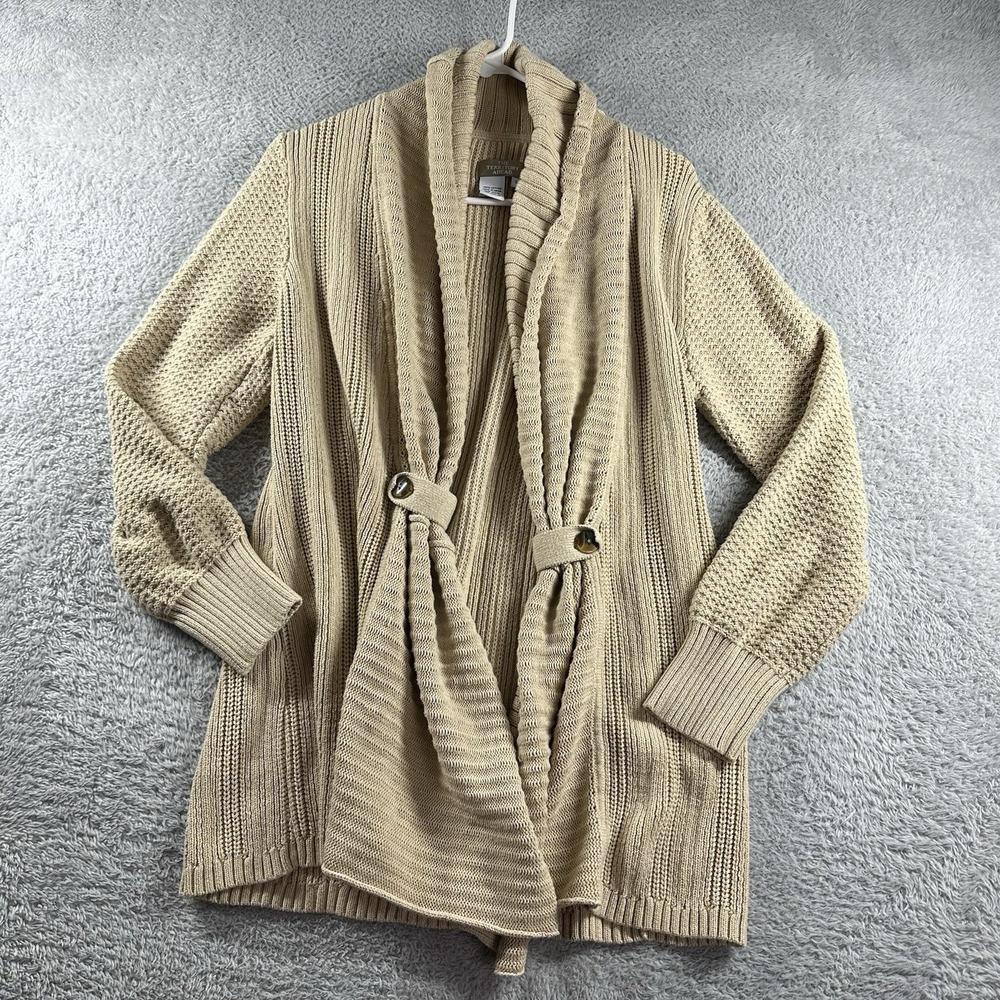 The Territory Ahead Open Cardigan Sweater Womens Large Beige‎ Unstructured Flowy